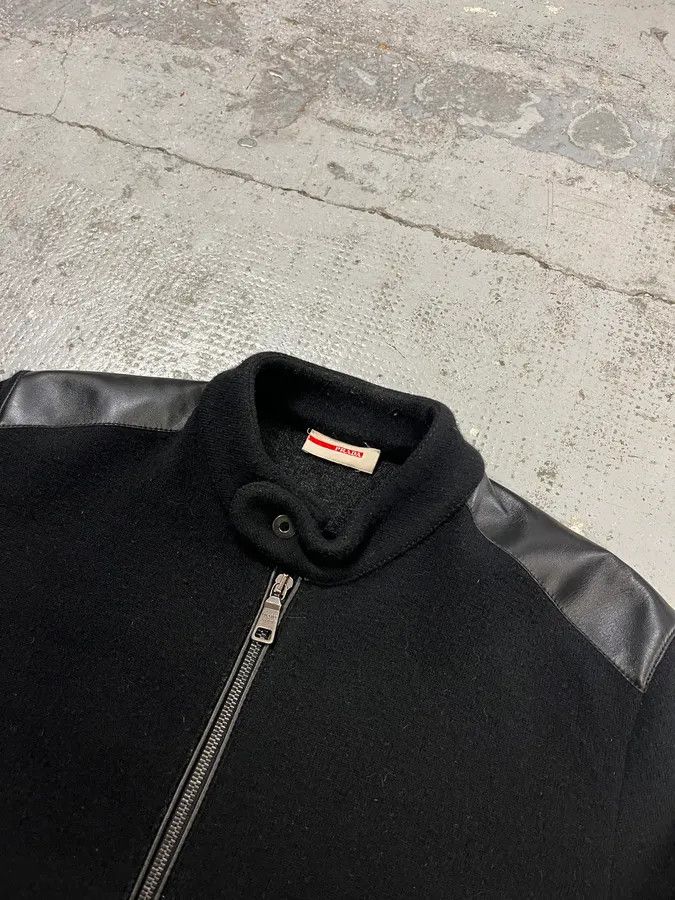 Prada 2000s Prada Wool & Leather Shoulder Black Zip-Up Sweater Size US M / EU 48-50 / 2 - 5 Thumbnail