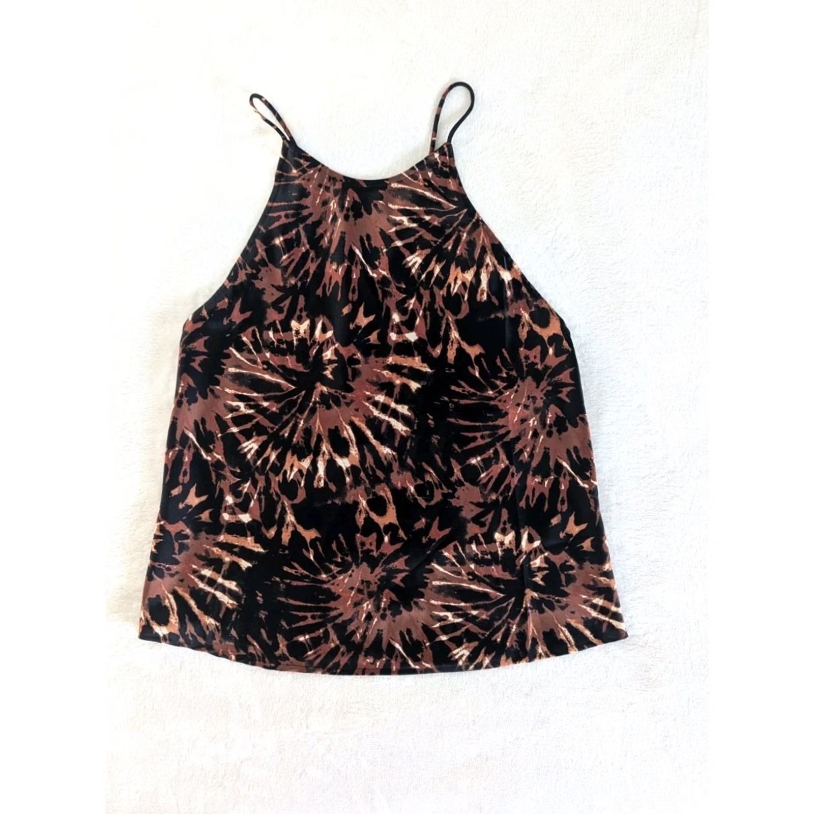 Banana Republic Banana Republic Blouse Sleeveless Tie Dye Black White Brown Sz M Womens Casual Shirt Size M / US 6-8 / IT 42-44 - 2 Thumbnail
