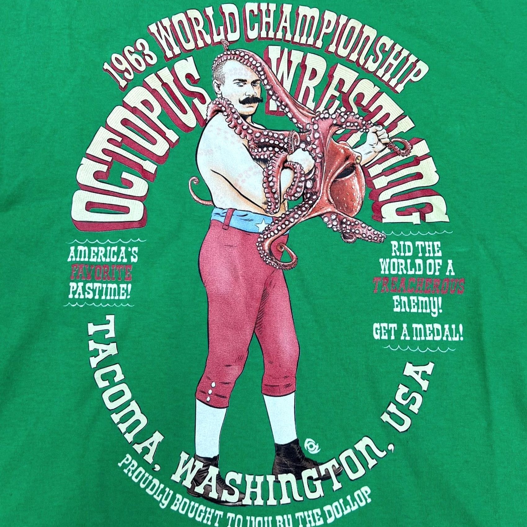 Gildan World Championship Octopus Wrestling T-Shirt Men 2XL Short Sleeve Crew Neck Green Gildan Shirt Size US XXL / EU 58 / 5 - 3 Thumbnail