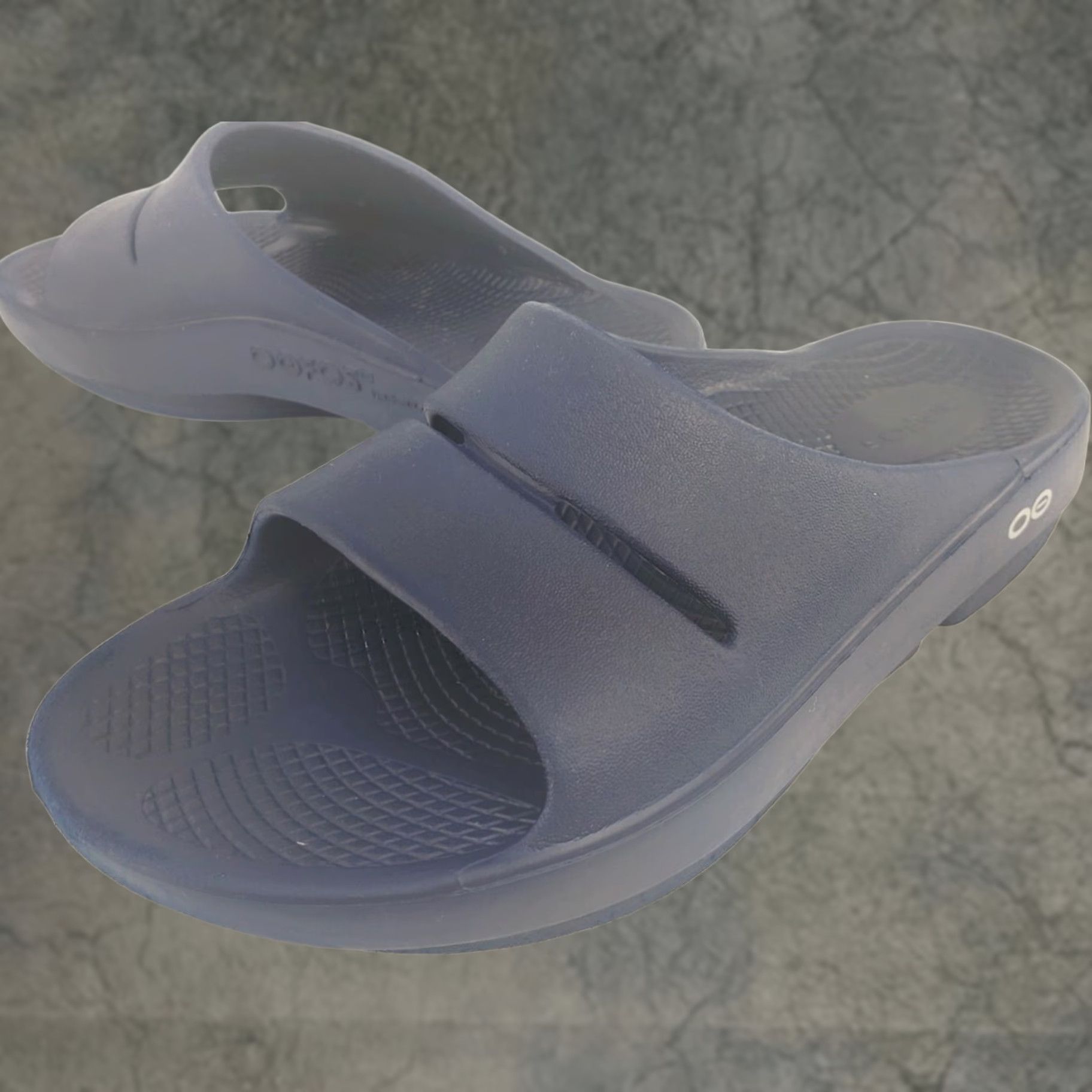Vintage OOFOS Oohaa Womens Slide Sandal 6M Blue Rubber Casual Flats Open Toe Slip On Size US 6 / IT 36 - 1 Thumbnail