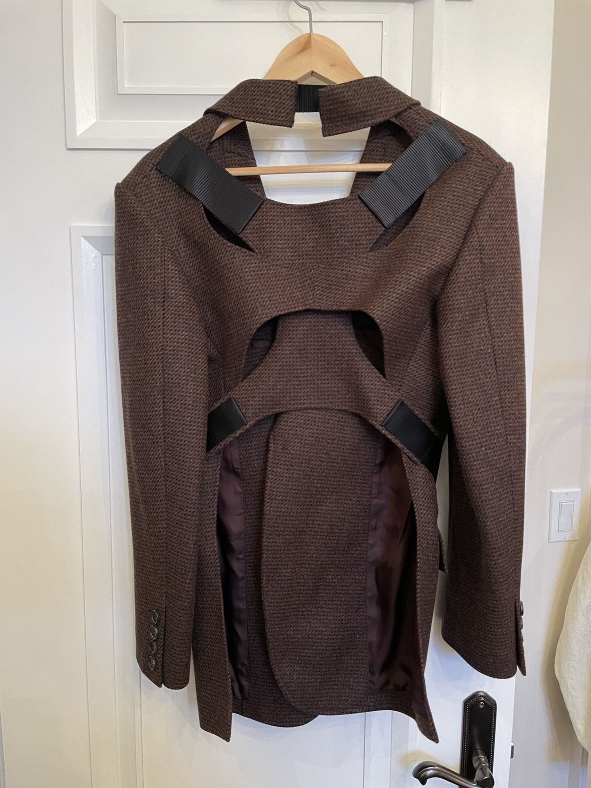 Comme des Garcons × Junya Watanabe Junya Watanabe OpenBack Harness belt tweed jacket Size L / US 10 / IT 46 - 2 Thumbnail