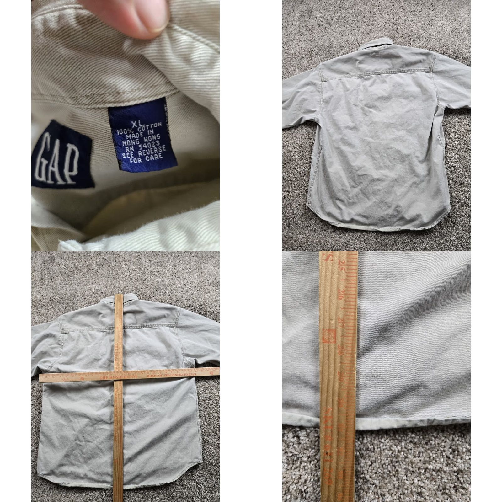 Gap VINTAGE Gap Shirt XL Beige Twill Long Sleeve Button Up Pocket Heavyweight 90s Mens Size US XL / EU 56 / 4 - 8 Thumbnail