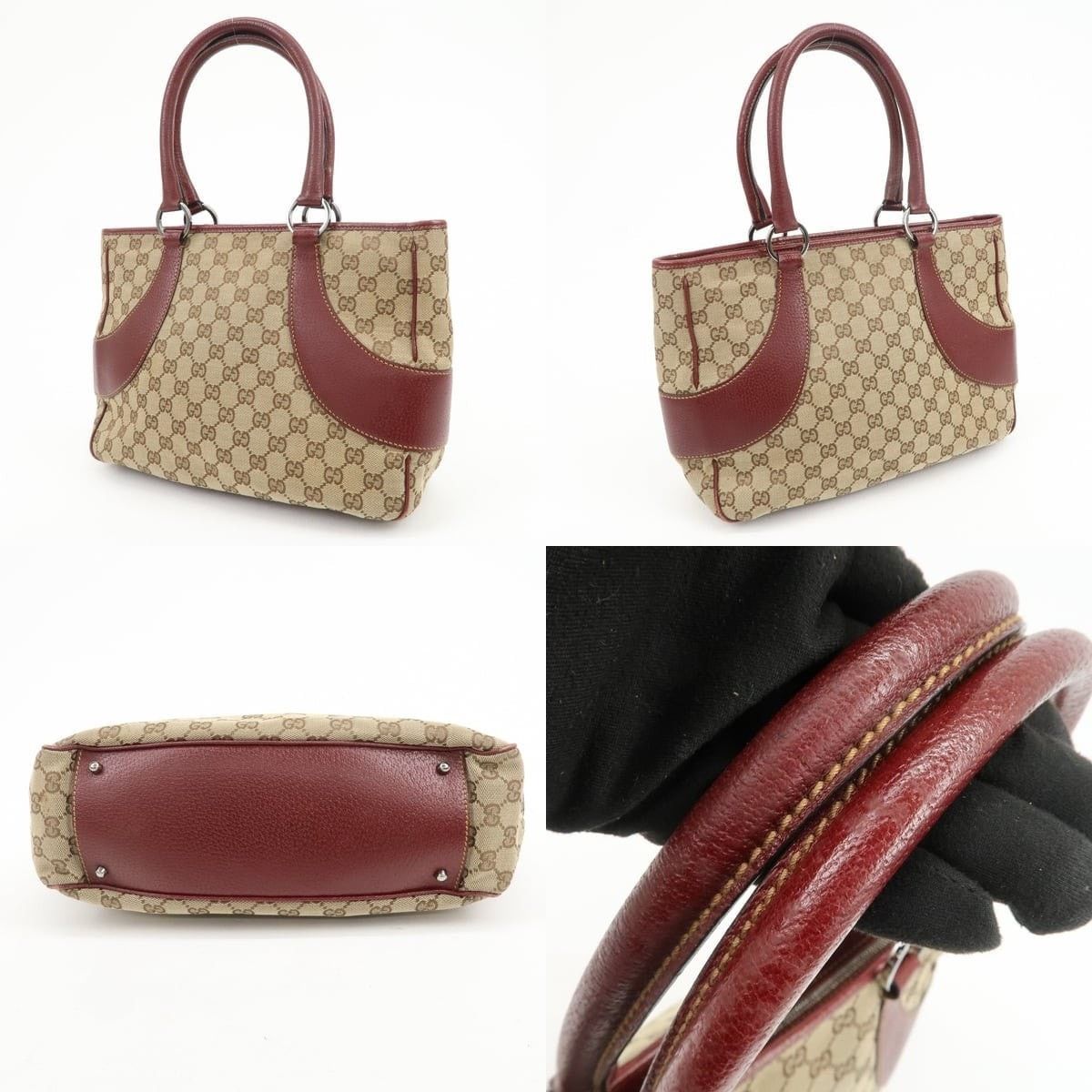 Gucci Gucci GG Monogram Canvas & Leather Tote Beige Size ONE SIZE - 3 Thumbnail