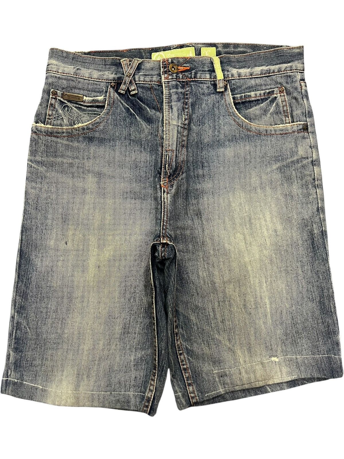 Vintage Japanese Brand Mud Wash Distress Jean Shorts