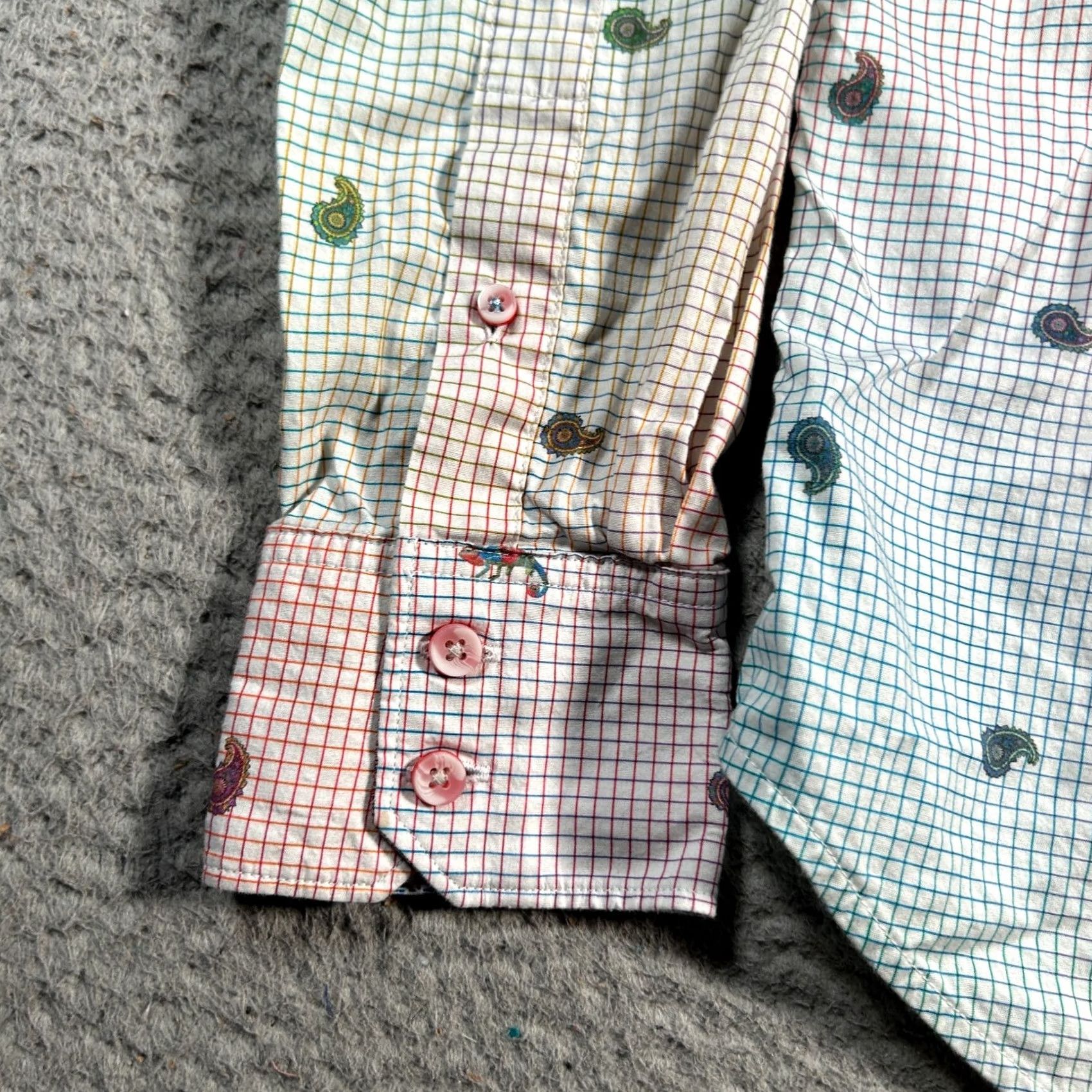 Robert Graham Robert Graham Shirt Mens M Flip Cuff Karma Chameleon Check Paisley Button-Up Size US M / EU 48-50 / 2 - 7 Thumbnail