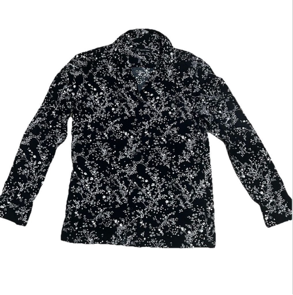 Men’s INC Button Down Shirt XS Black Floral