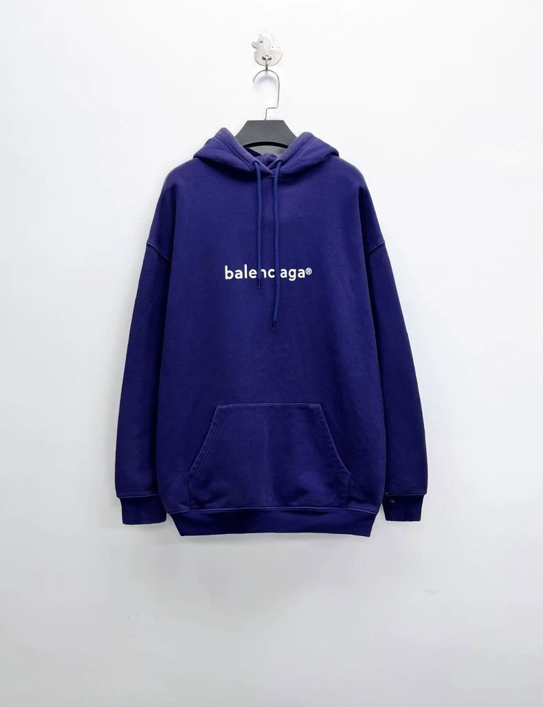 Balenciaga Balenciaga Navy Logo Oversized Hoodie XS - dmc Size US XS / EU 42 / 0 - 1 Thumbnail
