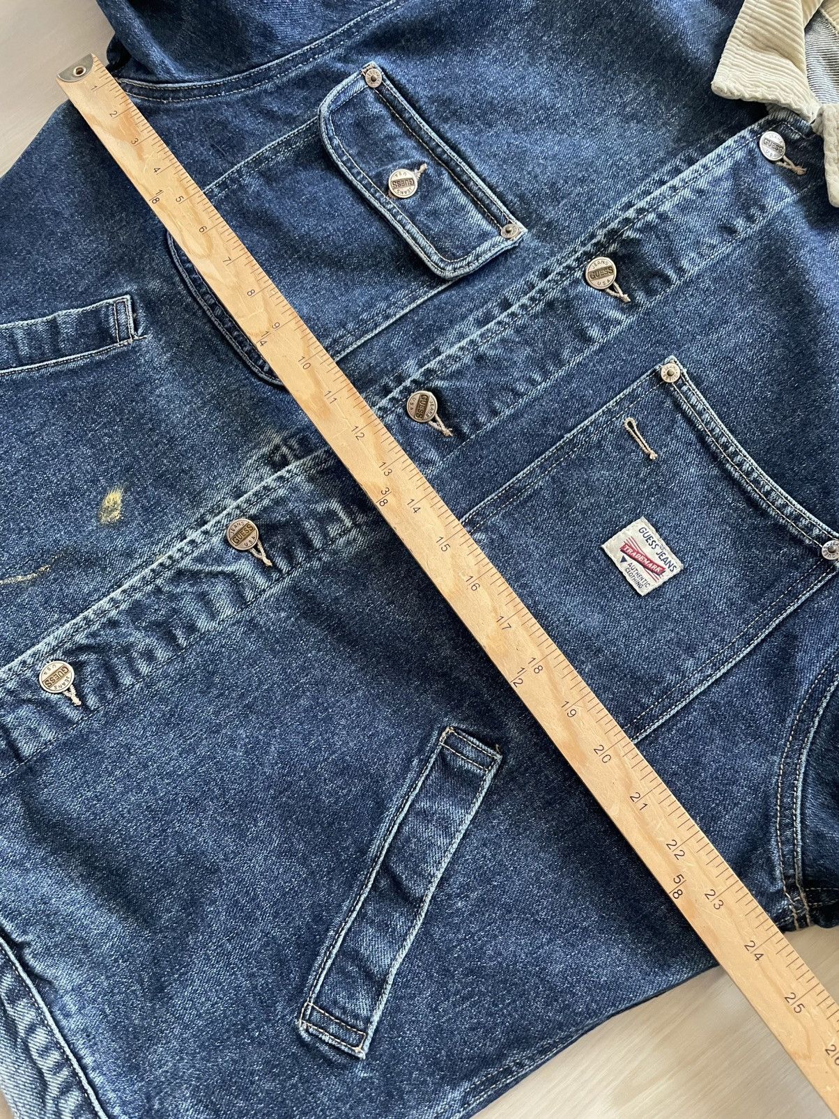 Guess VTG 90s Guess USA Denim Trucker Trim Sz L distressed Size US L / EU 52-54 / 3 - 11 Thumbnail