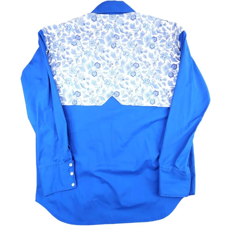 Vintage Vintage Western Shirt Mens XL Blue Paisley Cape Cowboy Pearl Snap Buttons Size US XL / EU 56 / 4 - 4 Thumbnail