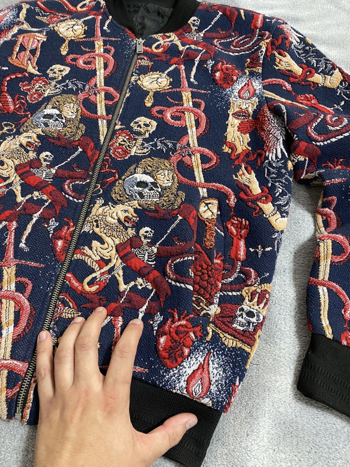 Japanese Brand All-Over Embroidery Skelet Bomber Gothic Aesthetic japanese Size US S / EU 44-46 / 1 - 10 Thumbnail
