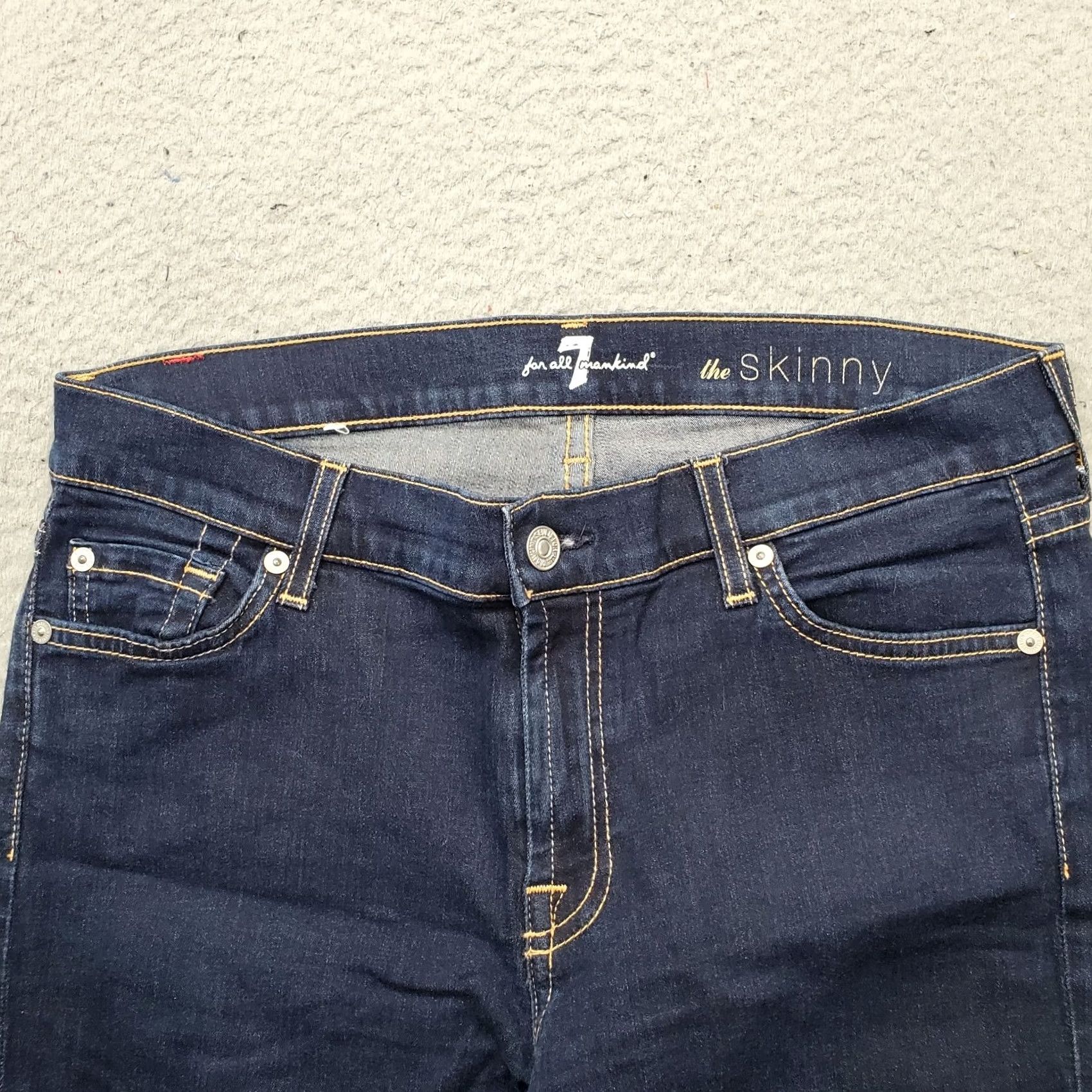 7 For All Mankind 7 for All Mankind Skinny Jeans Womens 31 Blue Denim Dark Wash Contract Stitch Size 24" / US 00 / IT 34 - 7 Thumbnail