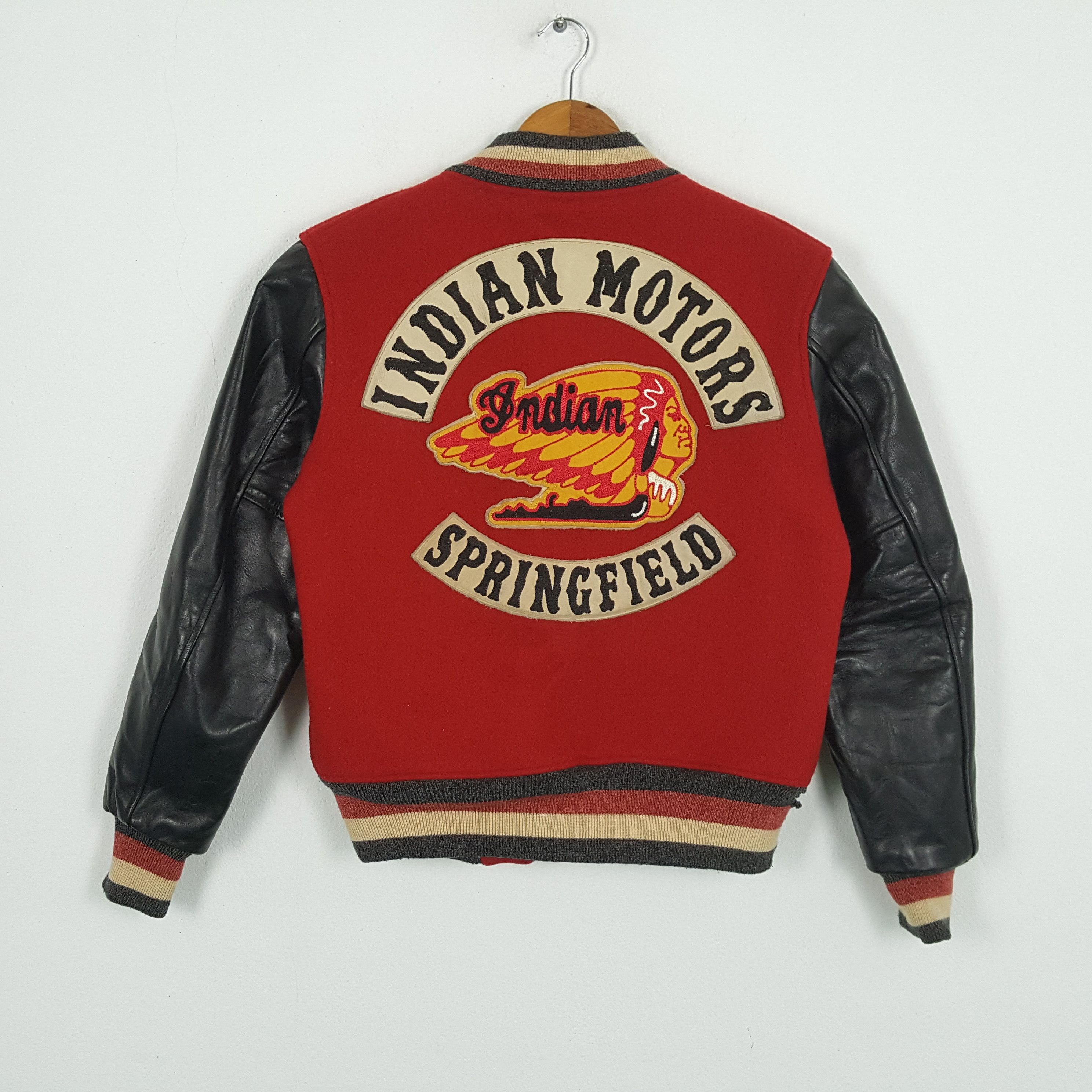 Vintage Vintage INDIAN MOTOR SPRINGFIELD Motorcycle Varsity Jacket Size US M / EU 48-50 / 2 - 1 Thumbnail
