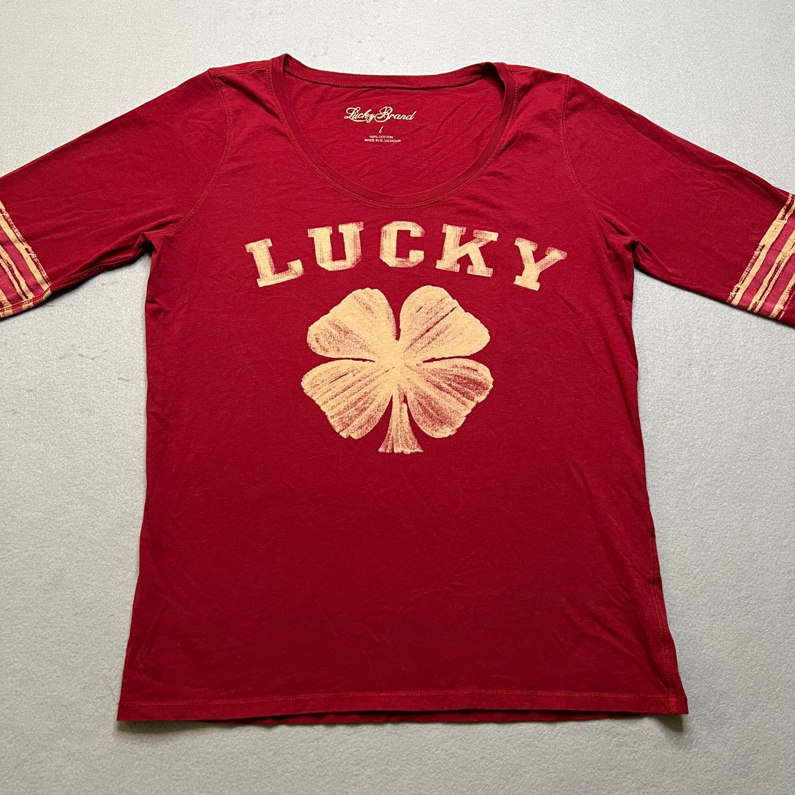 Lucky Brand Lucky Brand Shamrock Graphic 3/4 Sleeve T-Shirt Women Large Size L / US 10 / IT 46 - 2 Thumbnail
