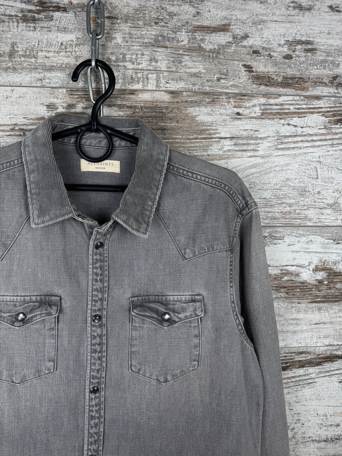Allsaints Mens Vintage AllSaints Gamble ls shirts button up denim Size US M / EU 48-50 / 2 - 5 Thumbnail