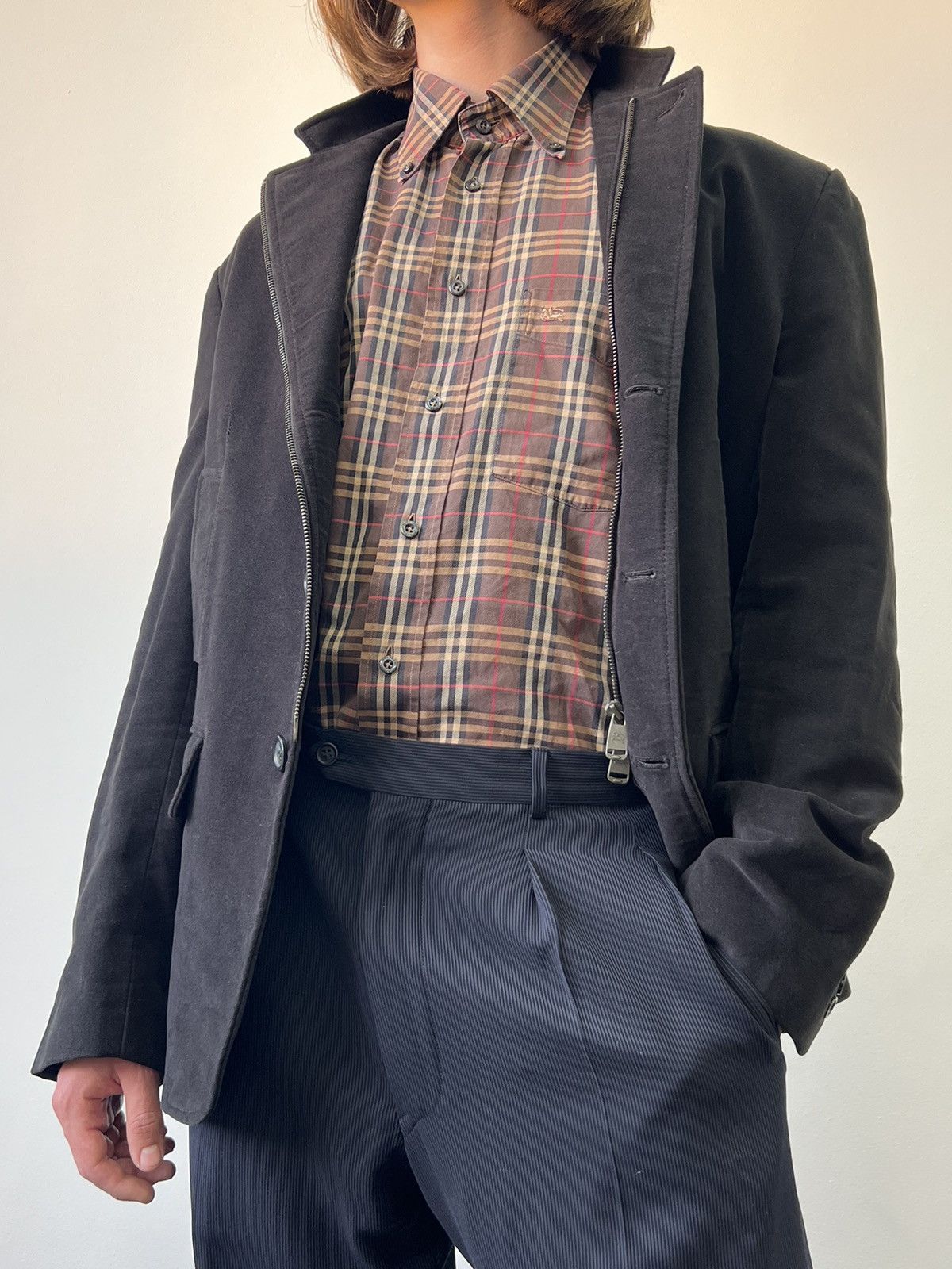Burberry × Burberry Prorsum Burberry London Velour Blazer Jacket Size US XL / EU 56 / 4 - 1 Thumbnail