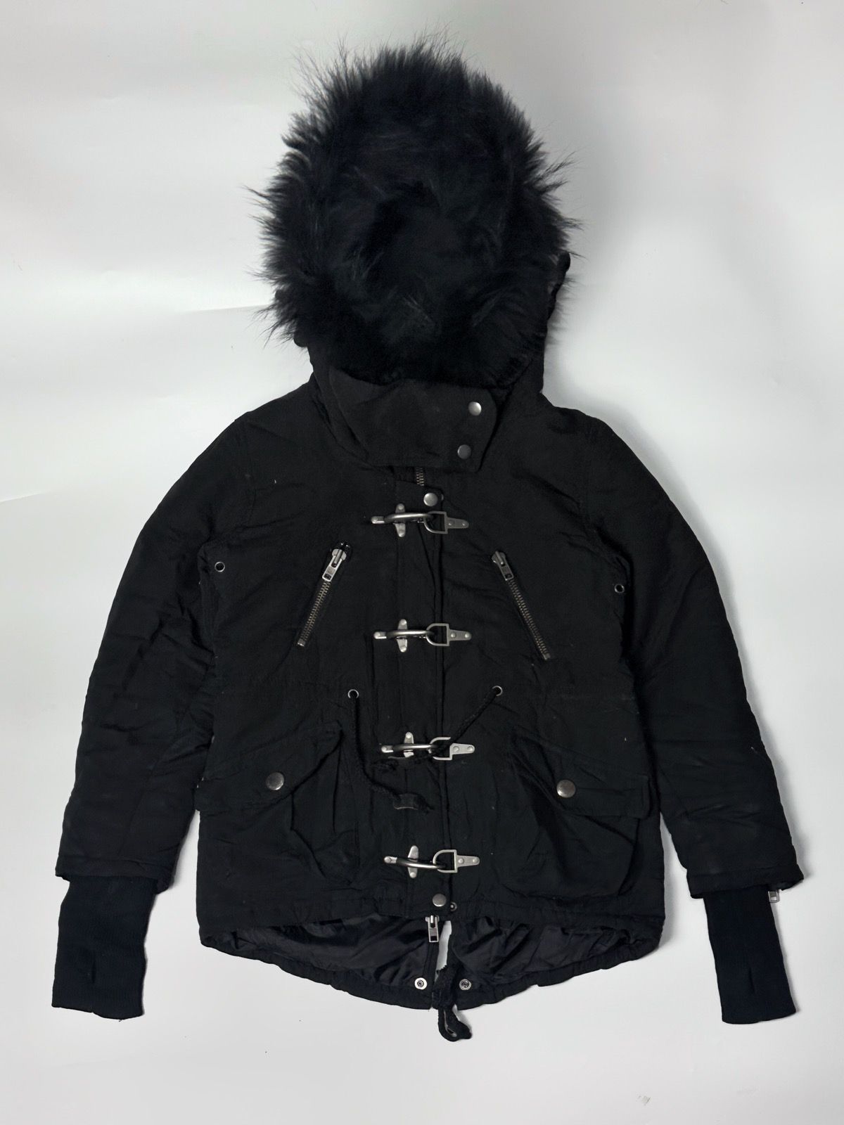 Pre-owned 14th Addiction X Kmrii Faux Fur Jacket Duras Ambient Style Ifsx Lgb In Black