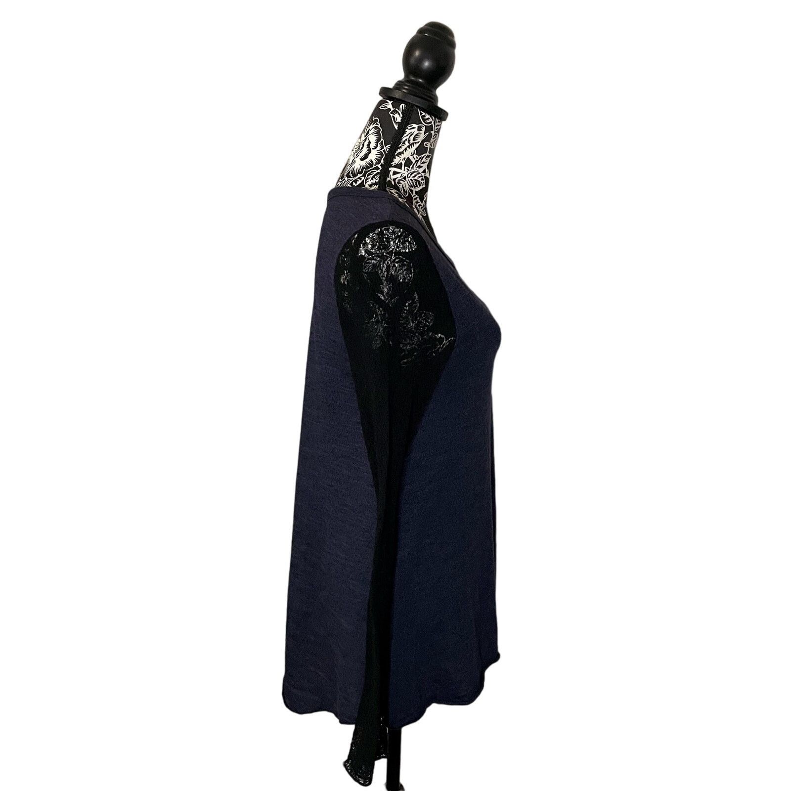 Other Pete Collection Top Knit Lace Sleeves Navy Black Size Medium Size M / US 6-8 / IT 42-44 - 6 Thumbnail