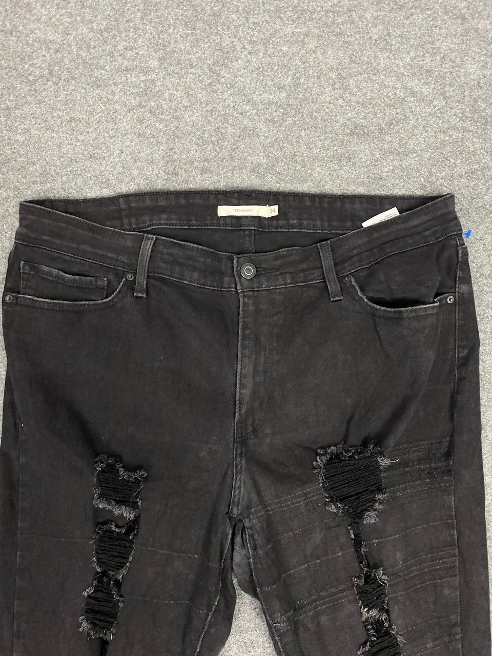 Levi's levis 711 skinny distressed denim nice design Size US 37 - 10 Thumbnail