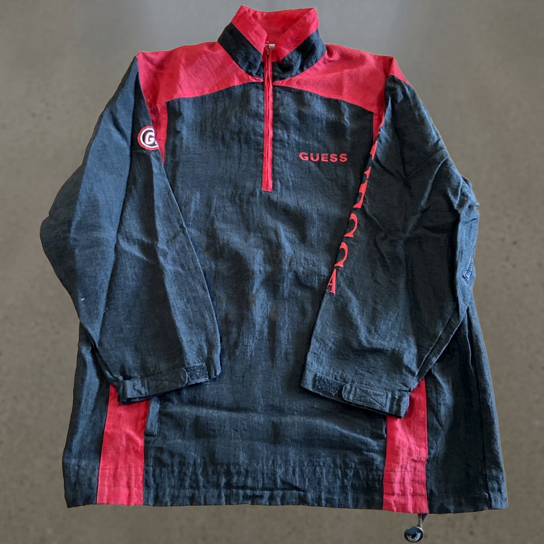 Guess VINTAGE Guess Jeans USA Windbreaker Jacket Nylon Black L Mens Size US L / EU 52-54 / 3 - 1 Thumbnail