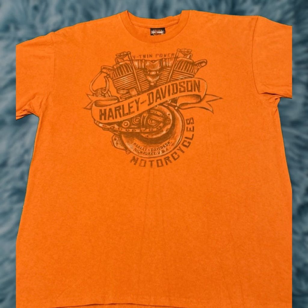 Harley Davidson VTG Harley Davidson Shirt XL Orange Milwaukee Seminole Florida Y2K 2018 Mens Size US XL / EU 56 / 4 - 1 Thumbnail