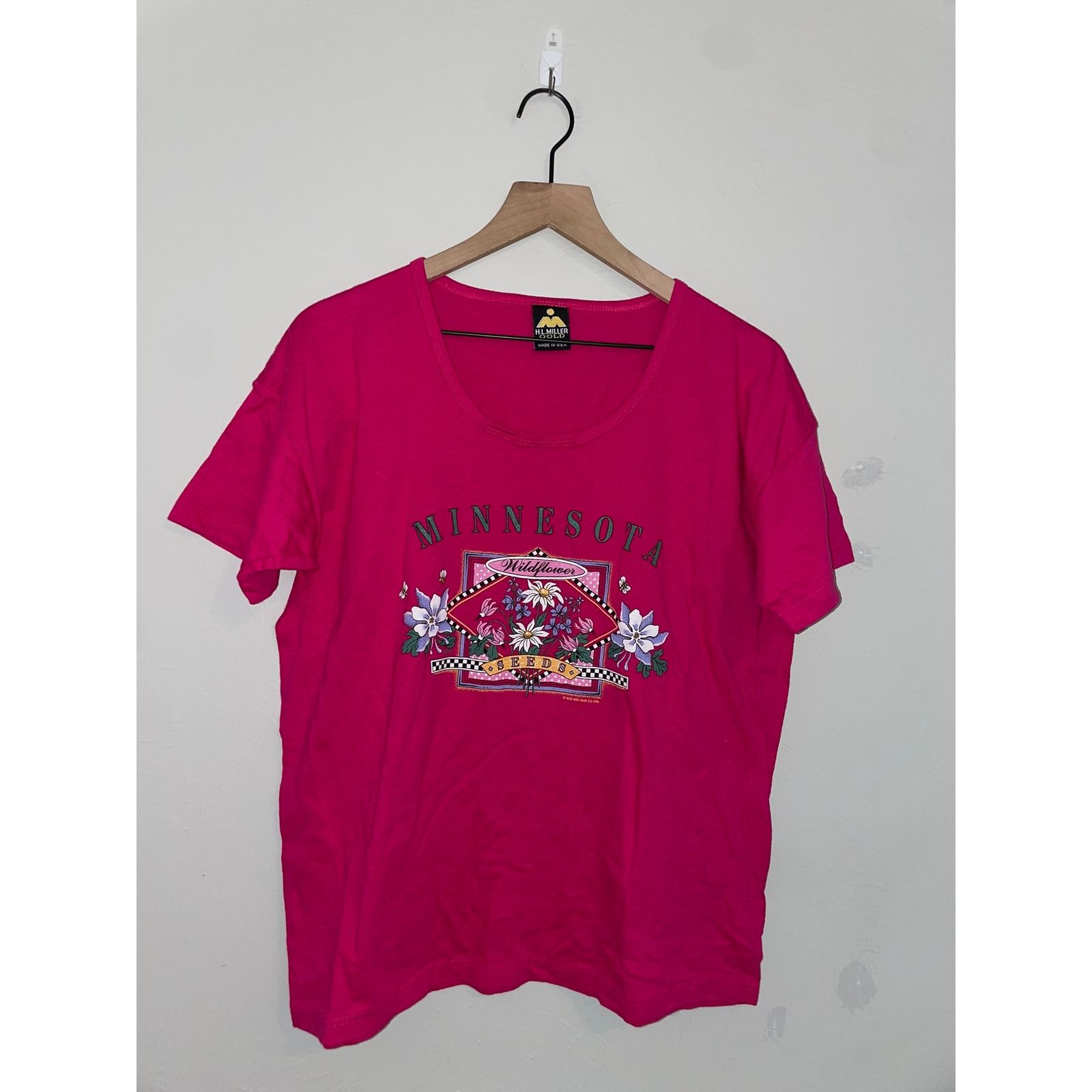 Vintage Womens Minnesota Pink Shirt Wildflowers Seed Tee Top 90s L Size L / US 10 / IT 46 - 1 Thumbnail