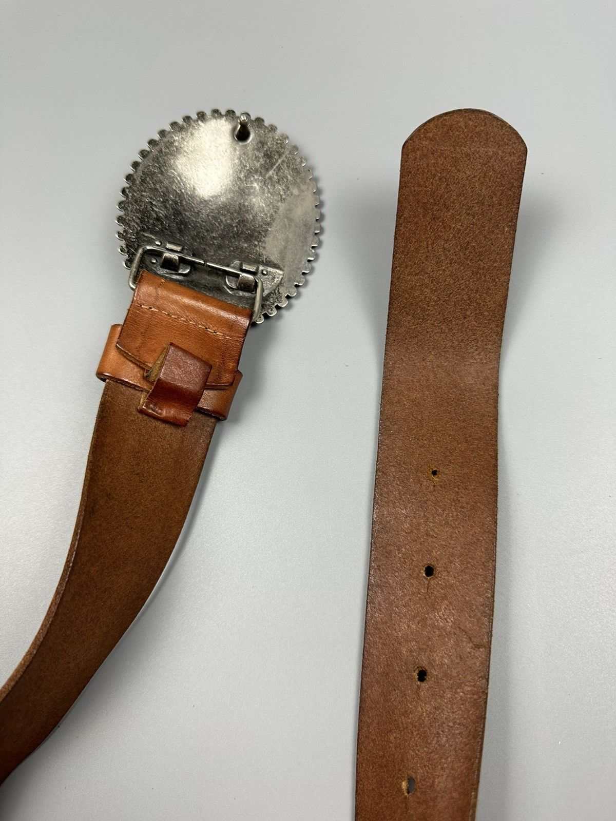 Designer × Genuine Leather Vintage Leather Craft Native Belts Size 32 - 4 Thumbnail