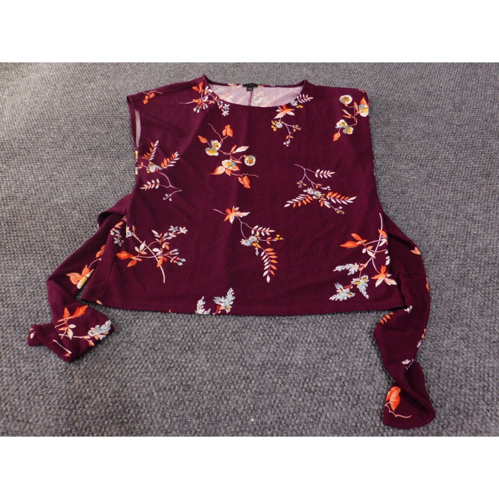 Ann Taylor Ann Taylor Factory Shirt Womens Large Purple Floral Sleeveless Side Tie Top Blouse Size L / US 10 / IT 46 - 3 Thumbnail