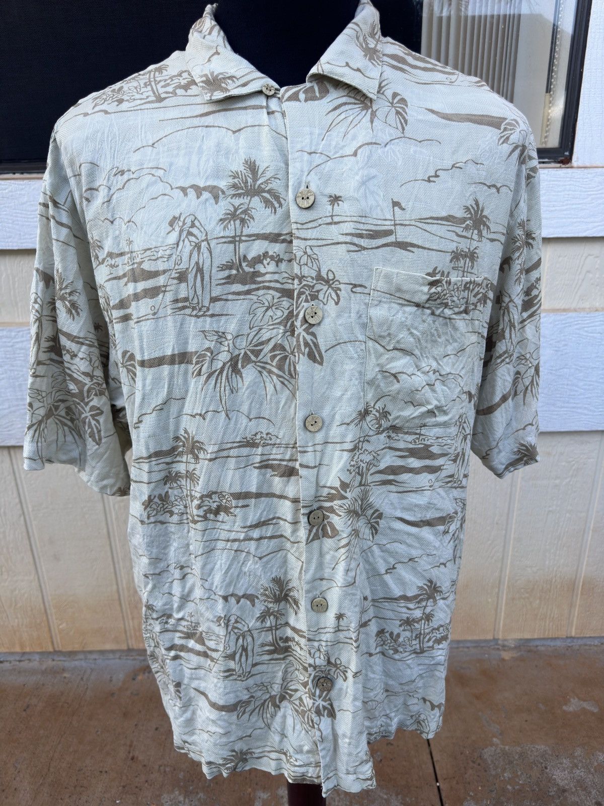 Other Kahala Hawaiian Print Full Button Beige Silk Men's Large Size US L / EU 52-54 / 3 - 1 Thumbnail