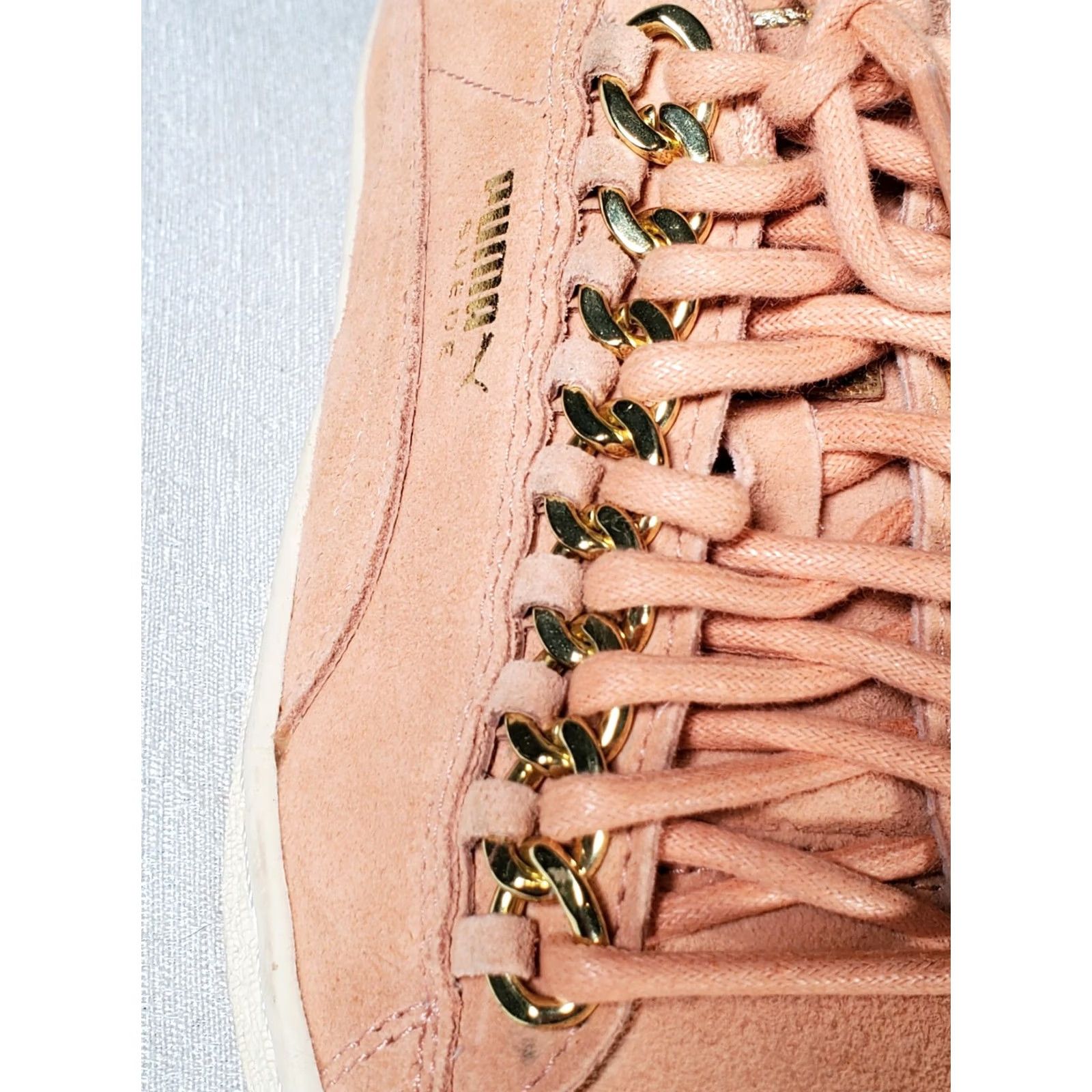 Puma PUMA Suede Classic X-Chain Sneakers Dusty Coral Rose Gold Women's US 7.5 Sneakers L o w T o p Chain Lace Eyelets Comfort Size US 8 / IT 38 - 7 Thumbnail