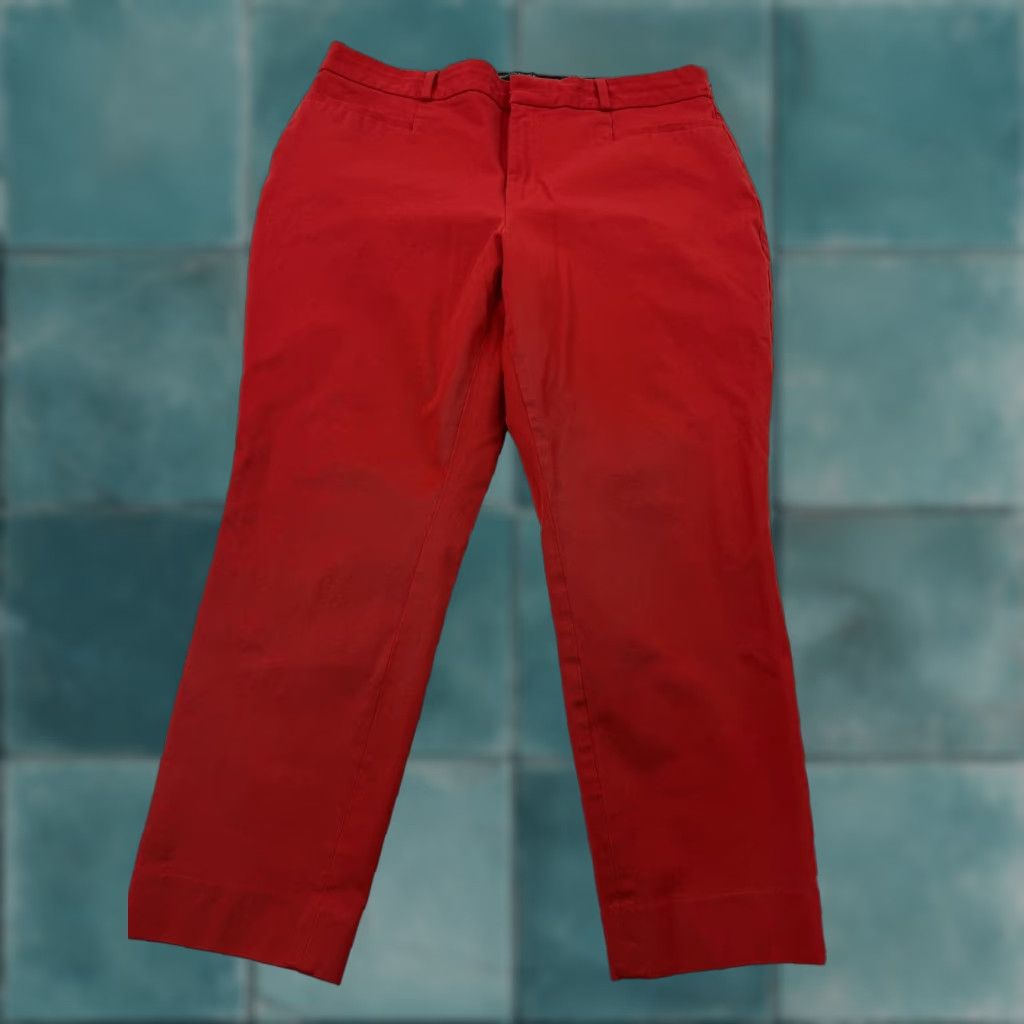 Banana Republic Banana Republic Sloan Dress Pants Womens 14S Red Cropped Stretch Twill Work Dress Pants Slim Pockets Solid 14S Womens Size 36" / US 14 / IT 50 - 1 Thumbnail