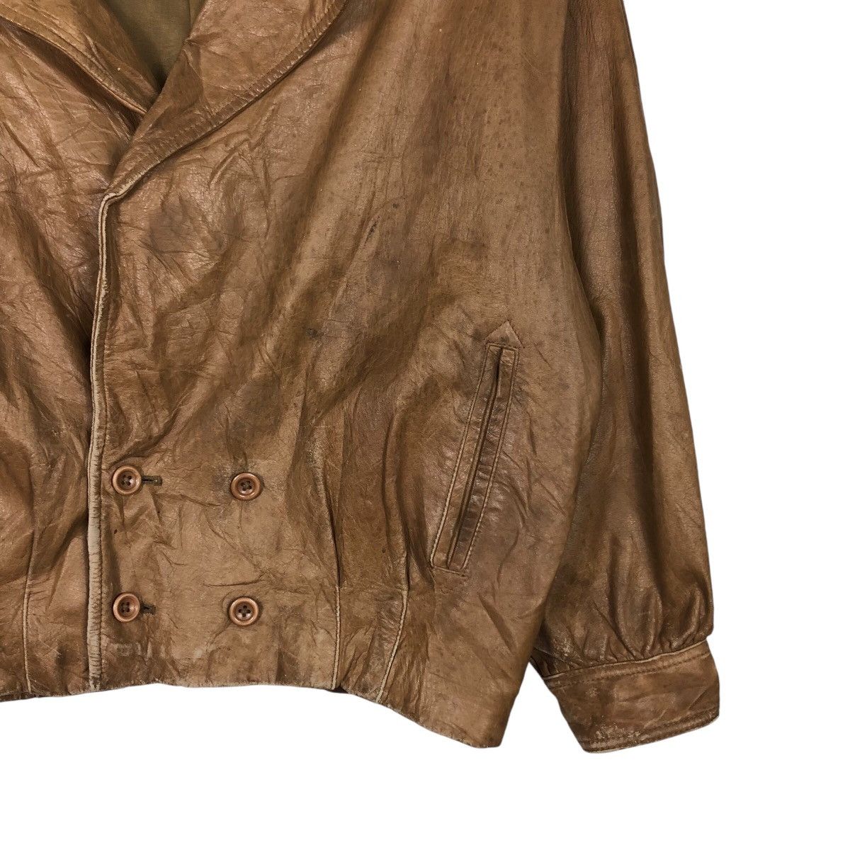 Japanese Brand 📌Vintage Cropped Leather Jacket Biker Zegna Issey Miyake Size US M / EU 48-50 / 2 - 6 Thumbnail