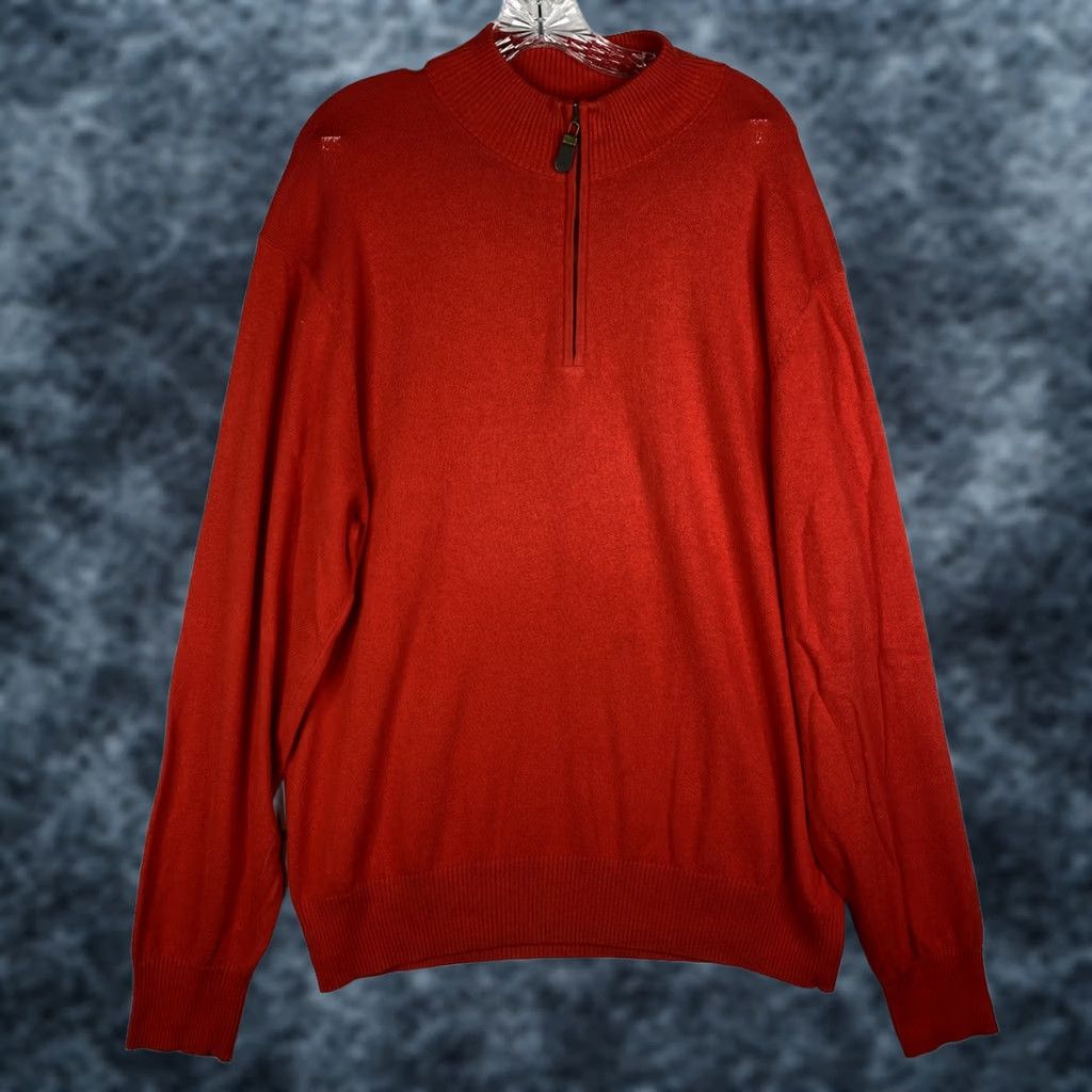 Orvis Orvis Sweater Mens L Red 1/4 Zip Pullover Mock Neck Cashmere Cotton Silk Classic Pullover Knit Zipper Mock Neck 1/4 Zip Mens L Red Orvis Sweater Size US L / EU 52-54 / 3 - 1 Thumbnail