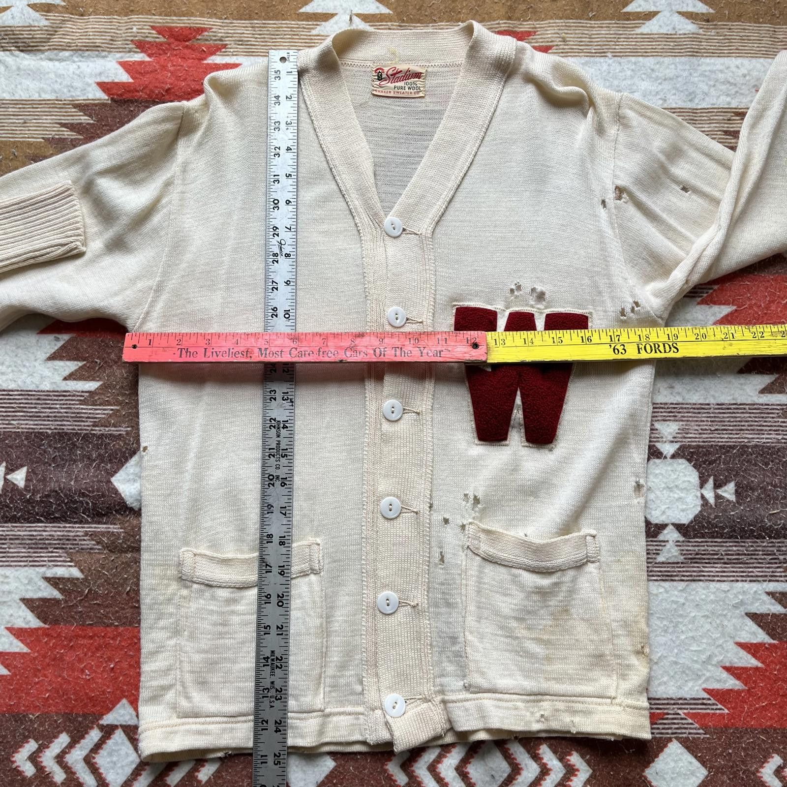 Vintage Vintage Distressed 60s Letterman Wool Sweater Cardigan Size US S / EU 44-46 / 1 - 3 Thumbnail