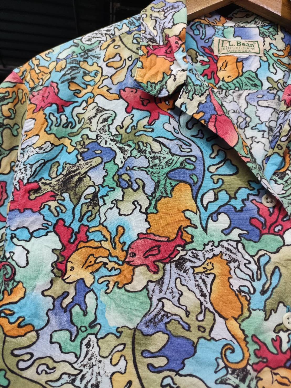 L.L. Bean Vtg 70's LL Bean Tropical Fly Fishing Made in USA Hawaiian Size US L / EU 52-54 / 3 - 3 Thumbnail