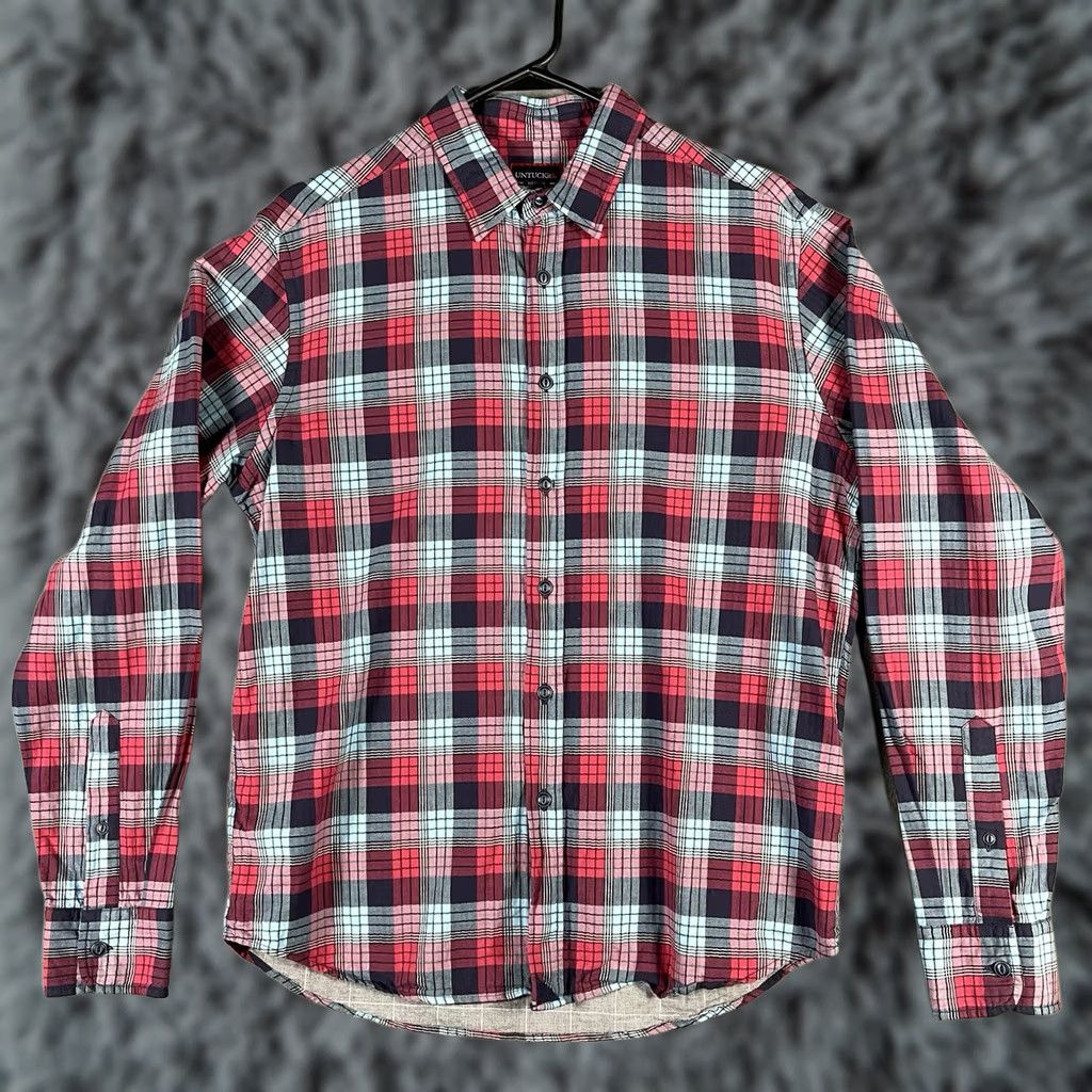 UNTUCKit UNTUCKit Shirt Mens M Red Plaid Cotton Long Sleeve Button-Up Regular Fit Button-Up Shirt Size US M / EU 48-50 / 2 - 1 Thumbnail