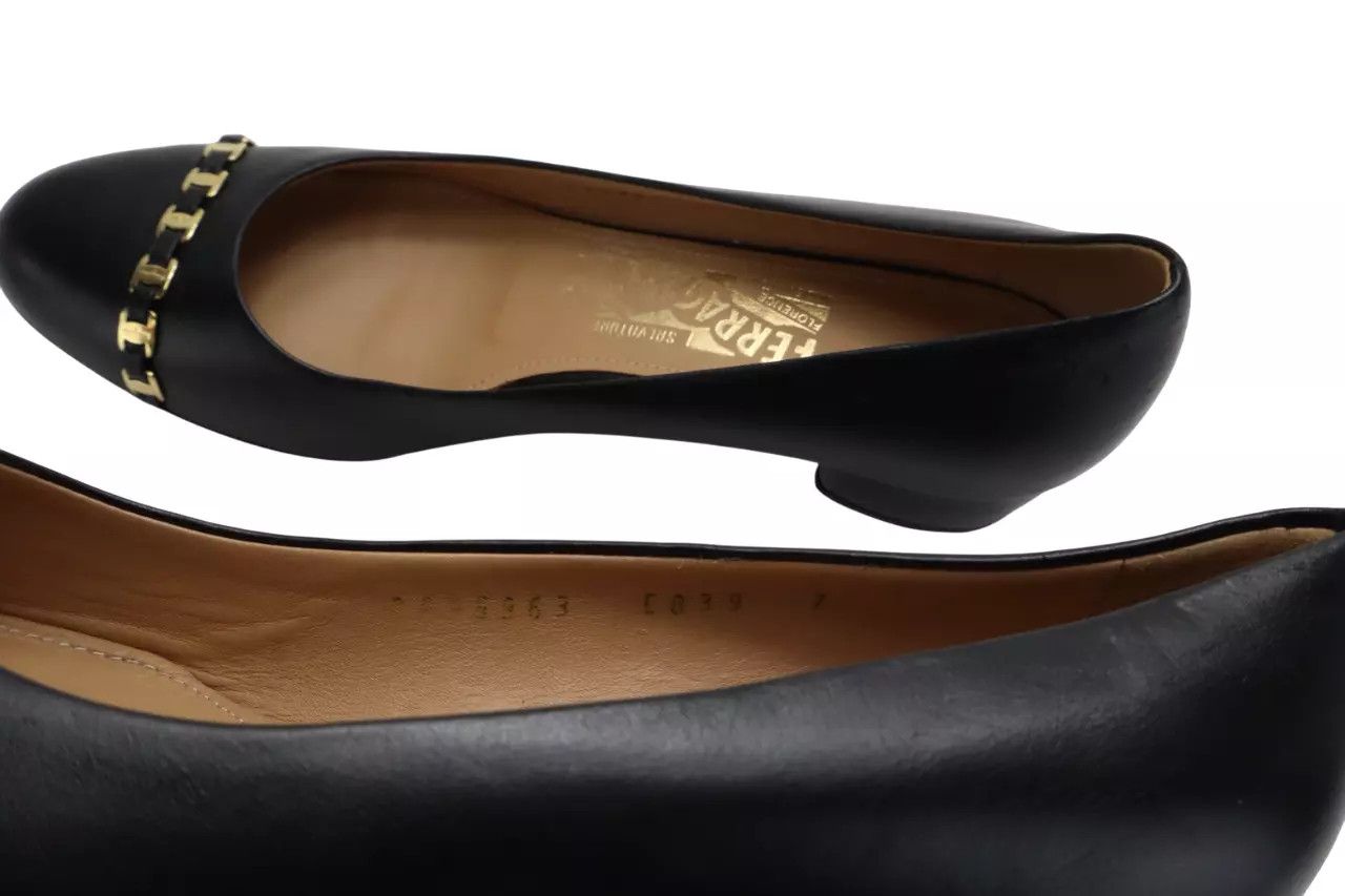 Salvatore Ferragamo SALVATORE FERRAGAMO Shoes Women's US 7 Leather Heeled Chain Size US 7 / IT 37 - 6 Thumbnail