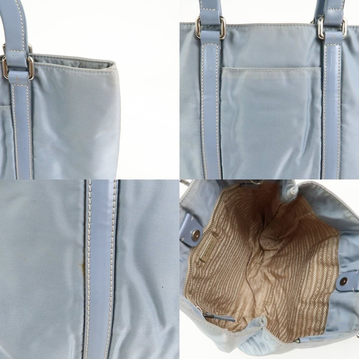 Prada Prada Triangle Logo Nylon Tote Blue Size ONE SIZE - 7 Thumbnail