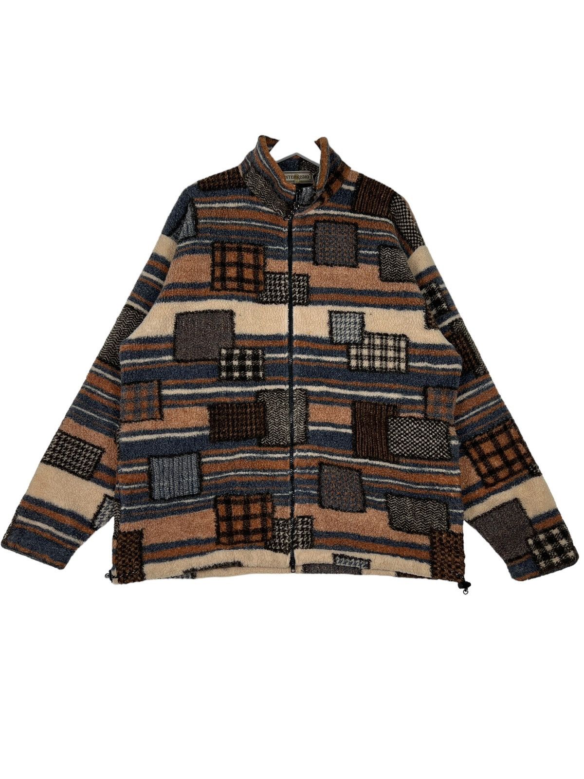 Japanese Brand 🔥 INTERROSMO PATCHWORK FLEECE JACKET NICE DESIGN Size US L / EU 52-54 / 3 - 2 Thumbnail