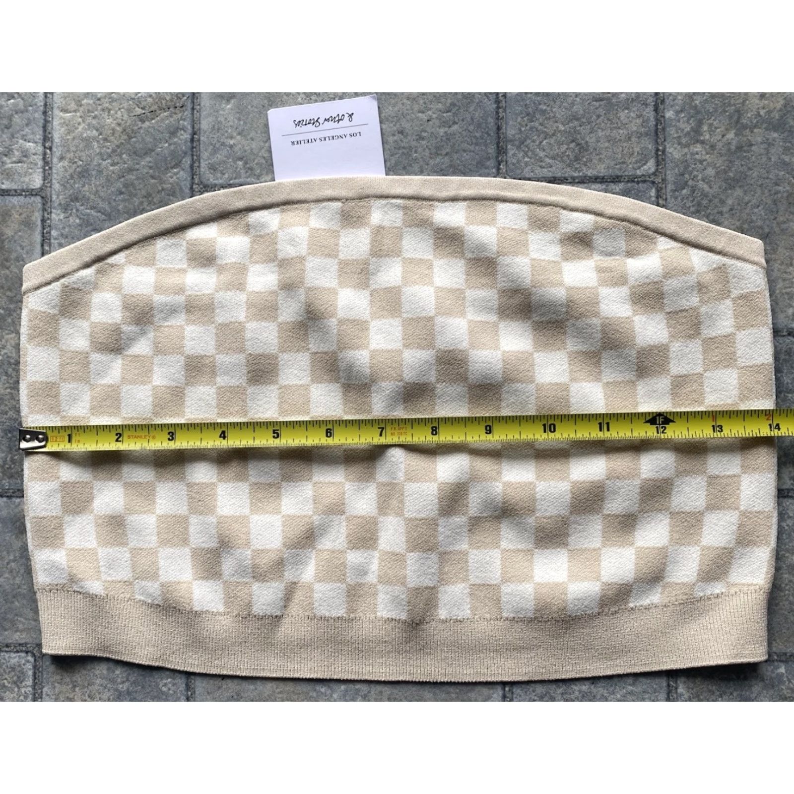 & Other Stories VINTAGE Los Angeles Atelier & Other Stories Checkered Cream Tube Top M Women New With Tags CROPPED Sleeveless Polyester Rayon Stretch EUR M Size M / US 6-8 / IT 42-44 - 3 Thumbnail