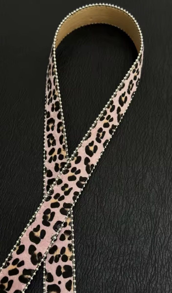 Leather Retro Light Pink Leopard Print Pu Leather Belt Size ONE SIZE - 5 Thumbnail