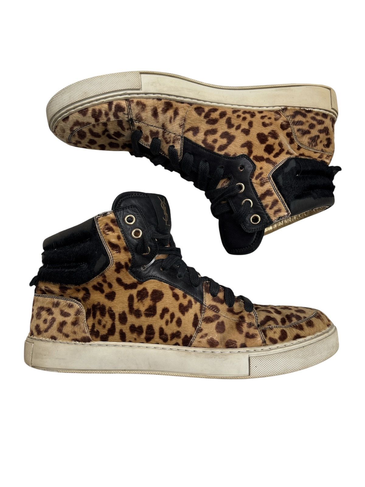 Saint Laurent Paris YSL by Tom Ford Leopard Calf Hair Sneakers Size US 8 / EU 41 - 3 Thumbnail