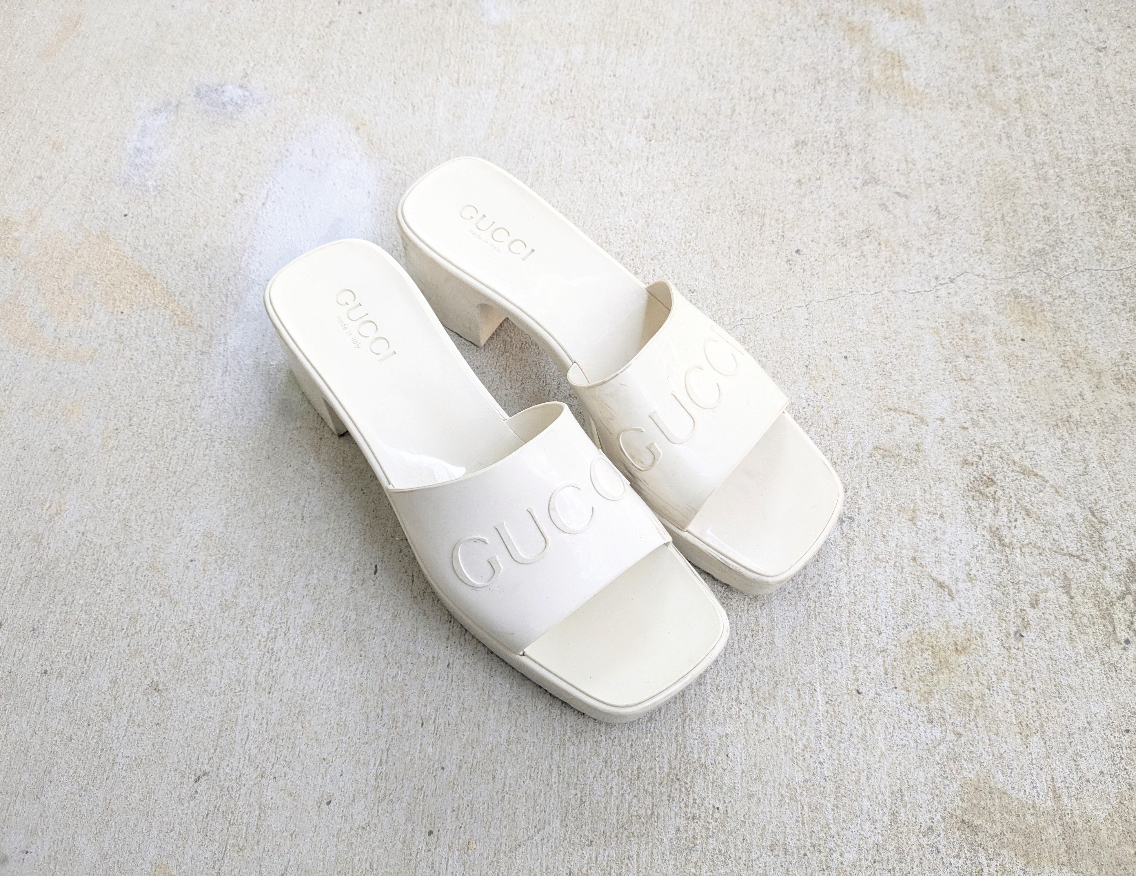 Gucci Gucci Heels Platform Rubber White Block 9 Size US 9 / IT 39 - 1 Thumbnail
