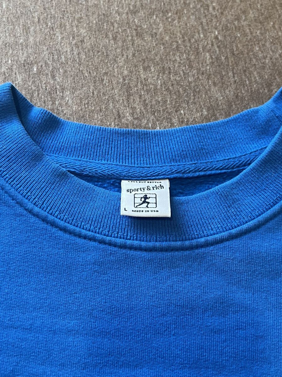 Sporty & Rich Sporty & Rich SRHWC crewneck blue sweatshirt size L Size L / US 10 / IT 46 - 3 Thumbnail