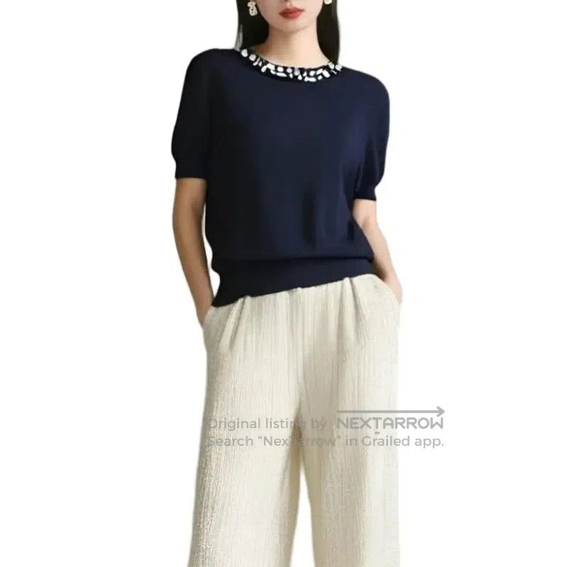 Dior Dior Spring Autumn Navy Cotton Short Sleeve Top . Size XS / US 0-2 / IT 36-38 - 1 Thumbnail