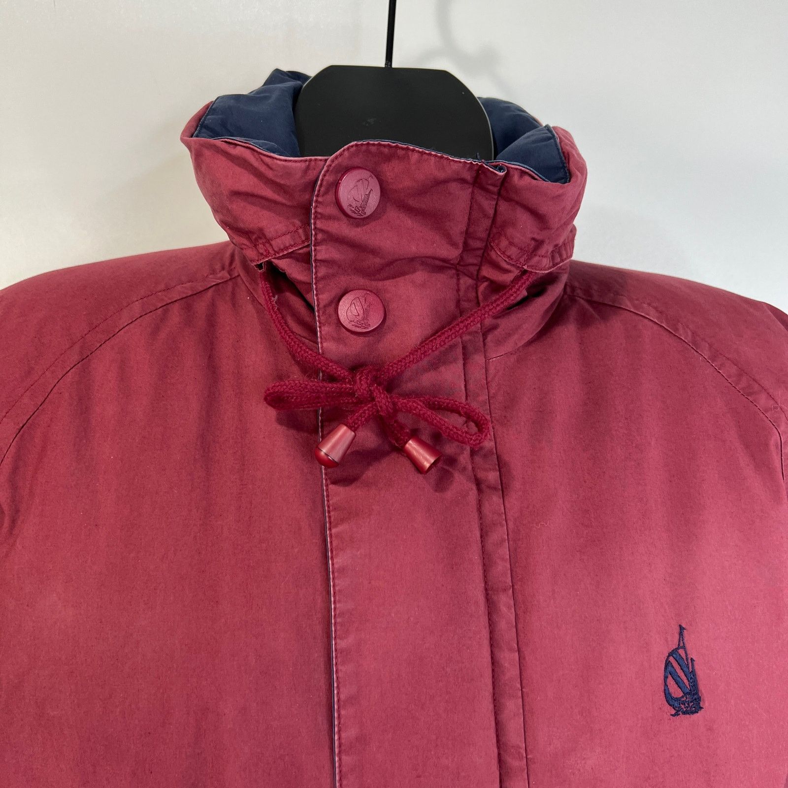 Nautica × Vintage Vintage 80s Nautica Down Puffer Coat Hooded Burgundy Red Size US M / EU 48-50 / 2 - 5 Thumbnail