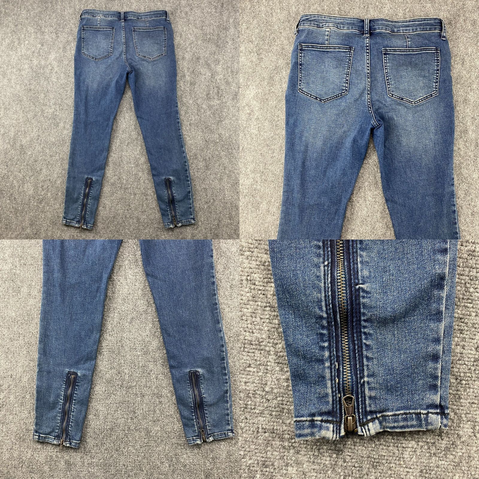 Vintage We The Free Jeans Womens 31 Blue Mid-Rise Skinny Ankle Zip Pockets Stretch Denim Jeans Size 24" / US 00 / IT 34 - 8 Thumbnail