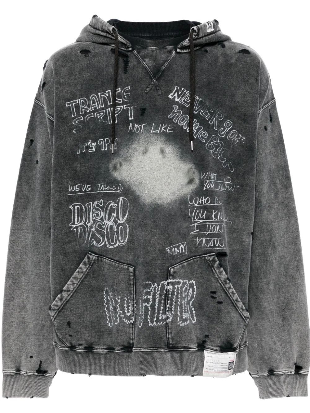 Maison MIHARA YASUHIRO o1mle0924 Bleached Hoodie in Black Size US M / EU 48-50 / 2 - 1 Thumbnail