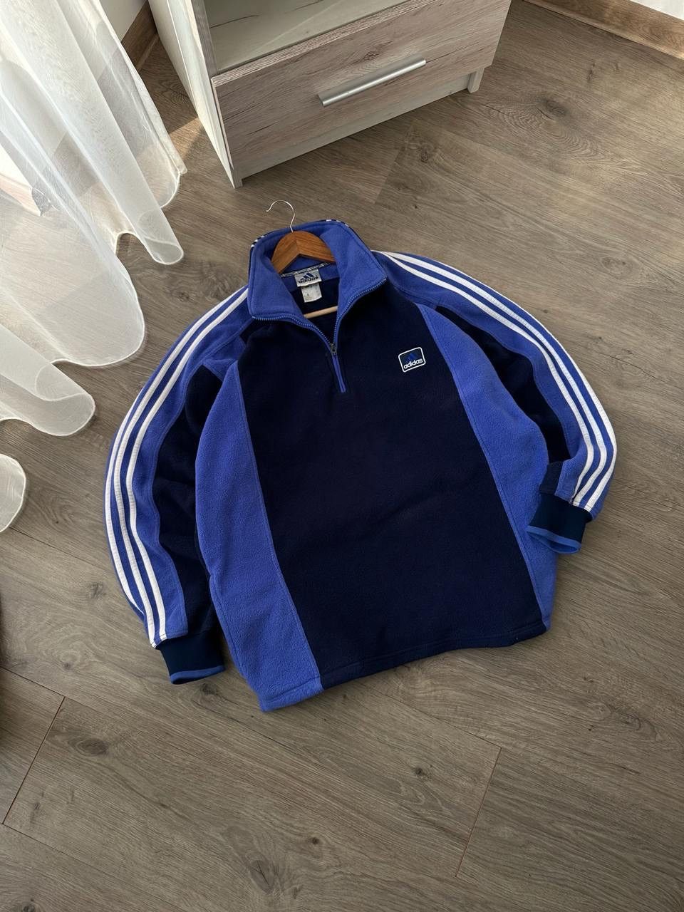 Adidas × Vintage Vintage Adidas 1/4 zip fleece blue hoodie Size US M / EU 48-50 / 2 - 6 Thumbnail
