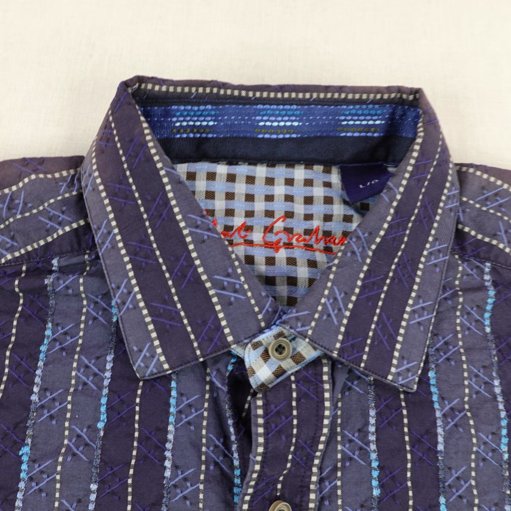 Robert Graham VINTAGE Robert Graham Striped Button-Up Shirt Men Large Blue Cotton Long Sleeve Collared Designer Classic Mens Size US L / EU 52-54 / 3 - 2 Thumbnail