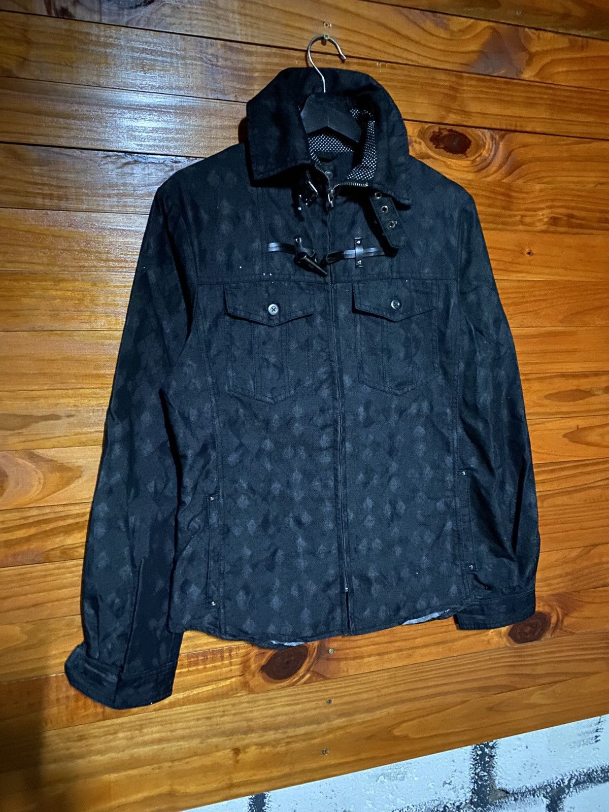 Japanese Brand MALE & CO Black Slim Fit Patterned Utility Jacket – Modern Size US S / EU 44-46 / 1 - 4 Thumbnail